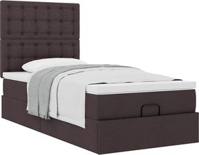 vidaXL Οθωμανικό κρεβάτι με στρώμα σκούρο καφέ 90x190cm ύφασμα