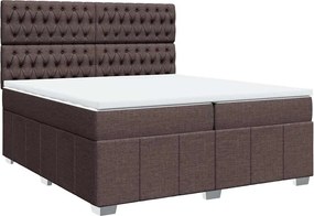 vidaXL Κρεβάτι Boxspring με Στρώμα Σκούρο Καφέ 200x200 εκ. Υφασμάτινο