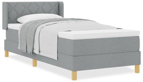 vidaXL Κρεβάτι με Βάθρο με Στρώμα Ανοιχτό γκρι 90x200 εκ. Υφάσμα