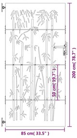 Πύλη Κήπου με Σχέδιο Μπαμπού 85 x 200 εκ. από Ατσάλι Corten - Καφέ