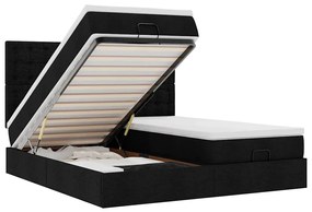 vidaXL Οθωμανικό κρεβάτι με στρώματα & LEDs Μαύρο ύφασμα 180x200cm