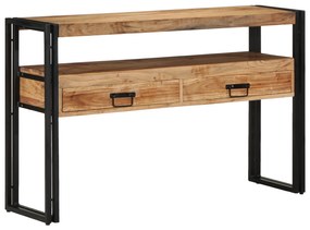 vidaXL Τραπεζάκια Σαλονιού Μαύρα 120x33x75 εκ από Μασίφ Ξύλο Ακακίας και Μέταλλο
