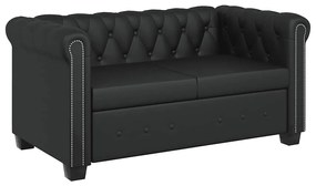 vidaXL Καναπέδες Chesterfield Διθέσιος + Τριθέσιος Μαύρο Συνθ. Δέρμα