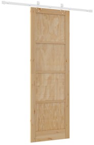 vidaXL Συρόμενη Πόρτα με Σετ Εξαρτημάτων 78x232 εκ Συμπαγές Ξύλο Πεύκο