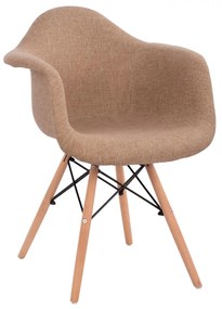 Armchair with wooden legs and beige fabric Mirto  63x57x81 cm.