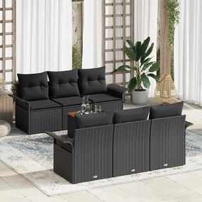 vidaXL Σετ Καναπέ Κήπου με μαξιλάρι 7 pcs Μαύρο 55 x 55 x 37 εκ