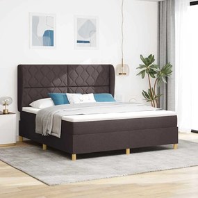 vidaXL Κρεβάτι Box Spring με Ματράκι Καφέ 180x200 εκ. Υφάσμα