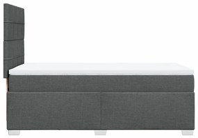 Κρεβάτι Boxspring με Στρώμα Σκούρο Γκρι 90x190 εκ. Υφασμάτινο - Γκρι