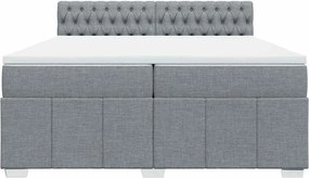 vidaXL Κρεβάτι Boxspring με Στρώμα Ανοιχτό Γκρι 200x200 εκ. Υφασμάτινο