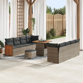 vidaXL Σετ Καναπέ Κήπου 11 pcs Γκρι, Σκούρο γκρι 80 x 80 x 71 cm
