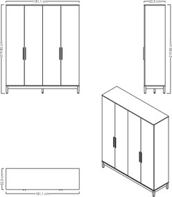 Ντουλάπα Ξύλο / Λευκό Δρυς DEVUFLA 181.1x52.3x219.85