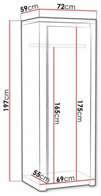 Ντουλάπα Stanton G101, Γυαλιστερό λευκό, Ribbeck δρυς, 197x72x59cm, 76 kg, Πόρτες ντουλάπας: Με μεντεσέδες, Αριθμός ραφιών: 3, Αριθμός ραφιών: 3