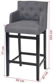 vidaXL Καρέκλες Μπαρ 2 τεμ. Σκούρο Γκρι Υφασμάτινες
