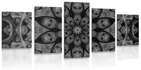 Εικόνα 5 μερών υπνωτικό Mandala σε ασπρόμαυρο - 100x50