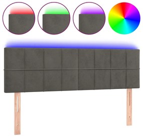 vidaXL Κεφαλάρι Κρεβατιού LED Σκούρο Γκρι 144x5x78/88 εκ. Βελούδινο