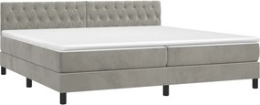 vidaXL Κρεβάτι Boxspring με Στρώμα &amp; LED Αν.Γκρι 200x200 εκ. Βελούδινο