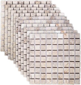 vidaXL Πλακίδια Μωσαϊκού Κρεμ 30 x 30 cm Μάρμαρο