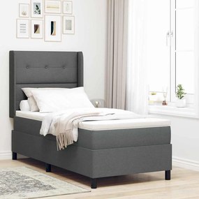 vidaXL Κρεβάτι με Στρώμα Γκρι 90x190 εκ. Υφάσμα