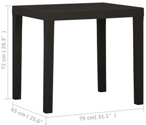 vidaXL Τραπέζι Κήπου Ανθρακί 79 x 65 x 72 εκ. από Πλαστικό