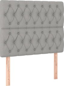vidaXL Κρεβάτι Boxspring με Στρώμα Ανοιχτό Γκρι 100x200 εκ. Υφασμάτινο
