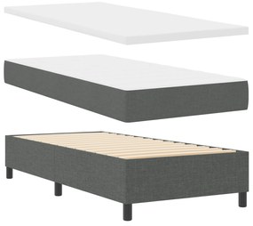 vidaXL κρεβάτι τύπου Box Spring με στρώμα & LED σε σκούρο γκρι 90x190 εκ. υφάσματος