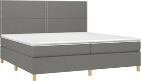 vidaXL Κρεβάτι Boxspring με Στρώμα Σκούρο Γκρι 200x200 εκ. Υφασμάτινο