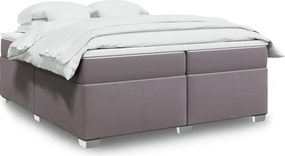 vidaXL Κρεβάτι Boxspring με Στρώμα Γκρι 200x200 εκ. Συνθετικό Δέρμα