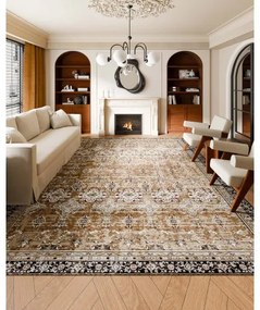VEVOR Large Area Rug 9 x 12 ft Anti-Skid Indoor Floor Mat Vintage Brown Green
