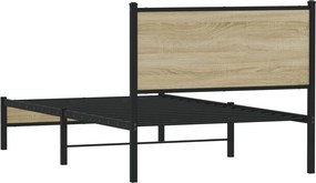 vidaXL Σκελετός Κρεβ. Χωρίς Στρώμα Sonoma Δρυς 100x190 εκ. Μεταλλικό