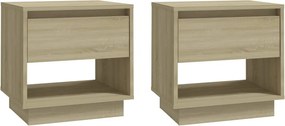 vidaXL Κομοδίνα 2 τεμ. Sonoma Δρυς 45 x 34 x 44 εκ. Επεξεργ. Ξύλο