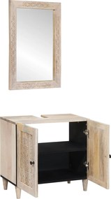 vidaXL Σετ Επίπλων Μπάνιου με ράφι 2 pcs Λευκό Επεξεργασμένο ξύλο