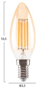 ΛΑΜΠΤΗΡΑΣ LED FILAMENT 4W E14 3000K ΧΡΥΣΟ DIMMABLE HM4048.02 - 3000K - HM4048.02