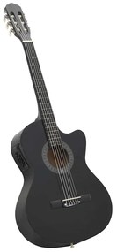 vidaXL Κιθάρα Western Classical Cutaway Μαύρη με Ισοσταθμιτή 6 Χορδές