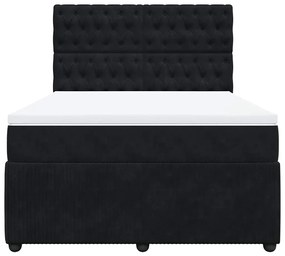 vidaXL Κρεβάτι Boxspring με Στρώμα Μαύρο 140x200 εκ. Βελούδινο