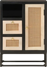 vidaXL Ντουλάπι Μαύρο 55x30x76 εκ. από Μασίφ Ξύλο Μάνγκο και Σίδηρο