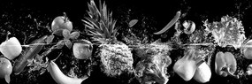 Εικόνα βιολογικών φρούτων και λαχανικών σε μαύρο & άσπρο - 150x50