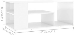 vidaXL Τραπεζάκι Σαλονιού Γυαλιστερό Λευκό 100x50x40 εκ. Επεξ. Ξύλο