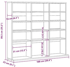 Ντουλάπι CD Παλιό ξύλο 100x23x89,5 cm Ξύλο μηχανικής κατασκευής - Καφέ