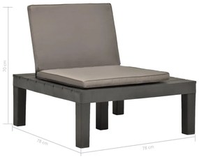 Καρέκλα Κήπου Ανθρακί Πλαστική με Μαξιλάρι - Ανθρακί