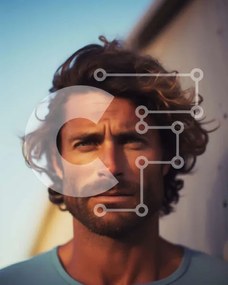 Intra Συλλεκτικό Ξύλινο Παζλ Plywood 4mm - Σοβαρός άντρας με μακριά σγουρά μαλλιά και γένια Σε Ξύλινο Κουτί - Διαστάσεις Puzzle: 10x10 cm – 25 κομμάτια