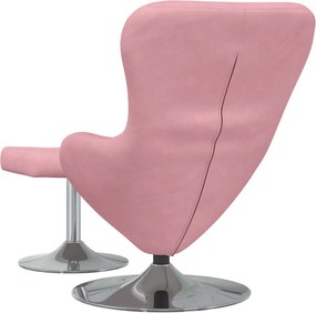 vidaXL Αυγό Καρέκλα με Σκαμνί Ροζ Βελούδο