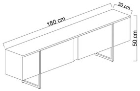 Έπιπλο τηλεόρασης Luxe Megapap χρώμα καρυδί - χρυσό 180x30x50εκ.