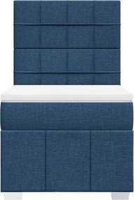 vidaXL Κρεβάτι Boxspring με Στρώμα Μπλε 100 x 200 εκ. Υφασμάτινο
