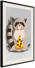 Αφίσα - Racoon Eating Pizza - 40x60 - Μαύρο - Με πασπαρτού