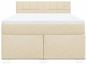 Κρεβάτι Boxspring με Στρώμα Κρεμ 140x200 εκ. Υφασμάτινο - Κρεμ