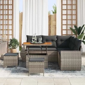 vidaXL Σετ Καναπέ Κήπου 8 pcs Γκρι συνθετικό ρατάν