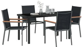 vidaXL Σέτ φαγητού για κήπο 5 pcs Μαύρο Textilene και ατσάλι