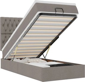 vidaXL Οθωμανικό κρεβάτι με στρώμα Taupe 90x200cm ύφασμα
