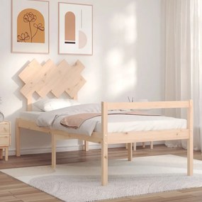 Πλαίσιο Κρεβατιού με Κεφαλάρι από Μασίφ Ξύλο Single