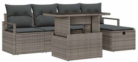 vidaXL Σετ Καναπέ Κήπου με μαξιλάρι 6 pcs Γκρι Πολυ ράταν